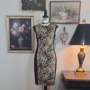 Vince Camuto Leopard Print Sleeveless Dress